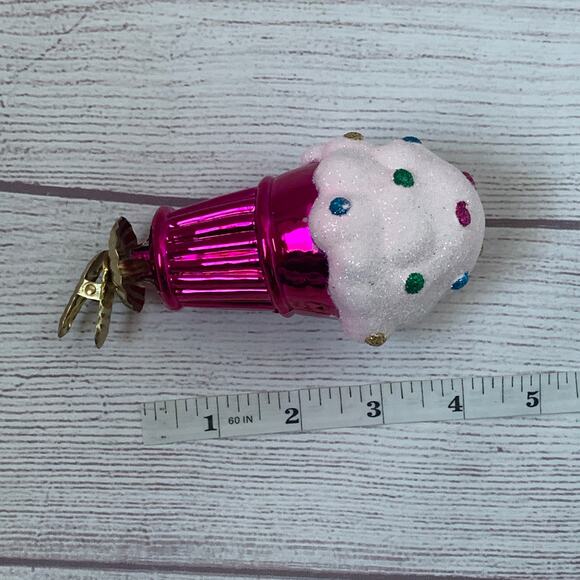 Ice Cream Cone Christmas Tree Ornament Set of 2 with Clips Plastic 5"L - Picture 12 of 16